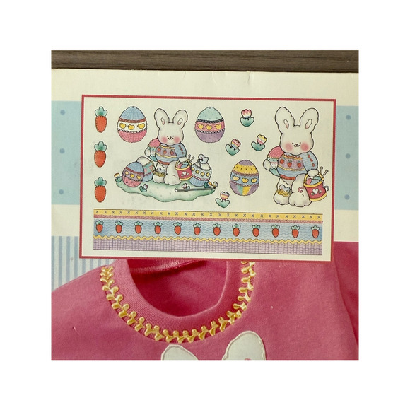 90s Vintage Daisy Kingdom No Sew Iron On Applique Happy Easter Bunny Egg Carrots - Picture 3 of 5